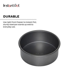 Instant Pot Official 7.5" Round Cake Pan Set of 2 - Nonstick, Heavy-Duty, Oven Safe - Compatible with 6-Quart & 8-Quart Cookers - (Grey)