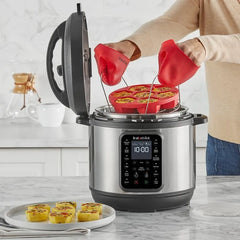 Instant Pot 6qt 9-in-1 Pressure Cooker Bundle: Exclusive Bonus Silicone Pan with Lid, Rice & Multi Cooker, Stainless Steel