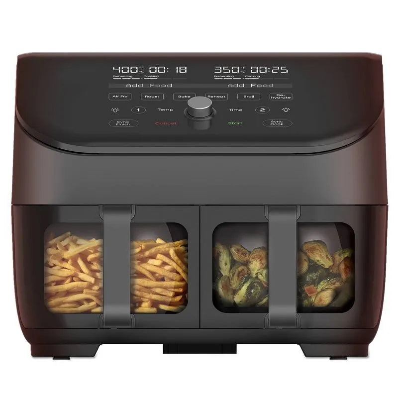 Instant Pot 8qt Vortex Plus Dual Basket Air Fryer with ClearCook Windows: 1700W, 8-Quart Capacity, Black, Airfryer Sale